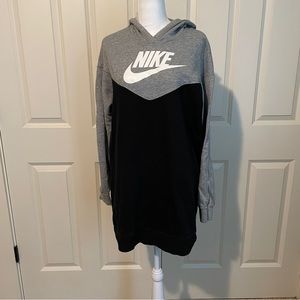 Nike Women’s Black Gray Hoodie Sweatshirt Dress Medium